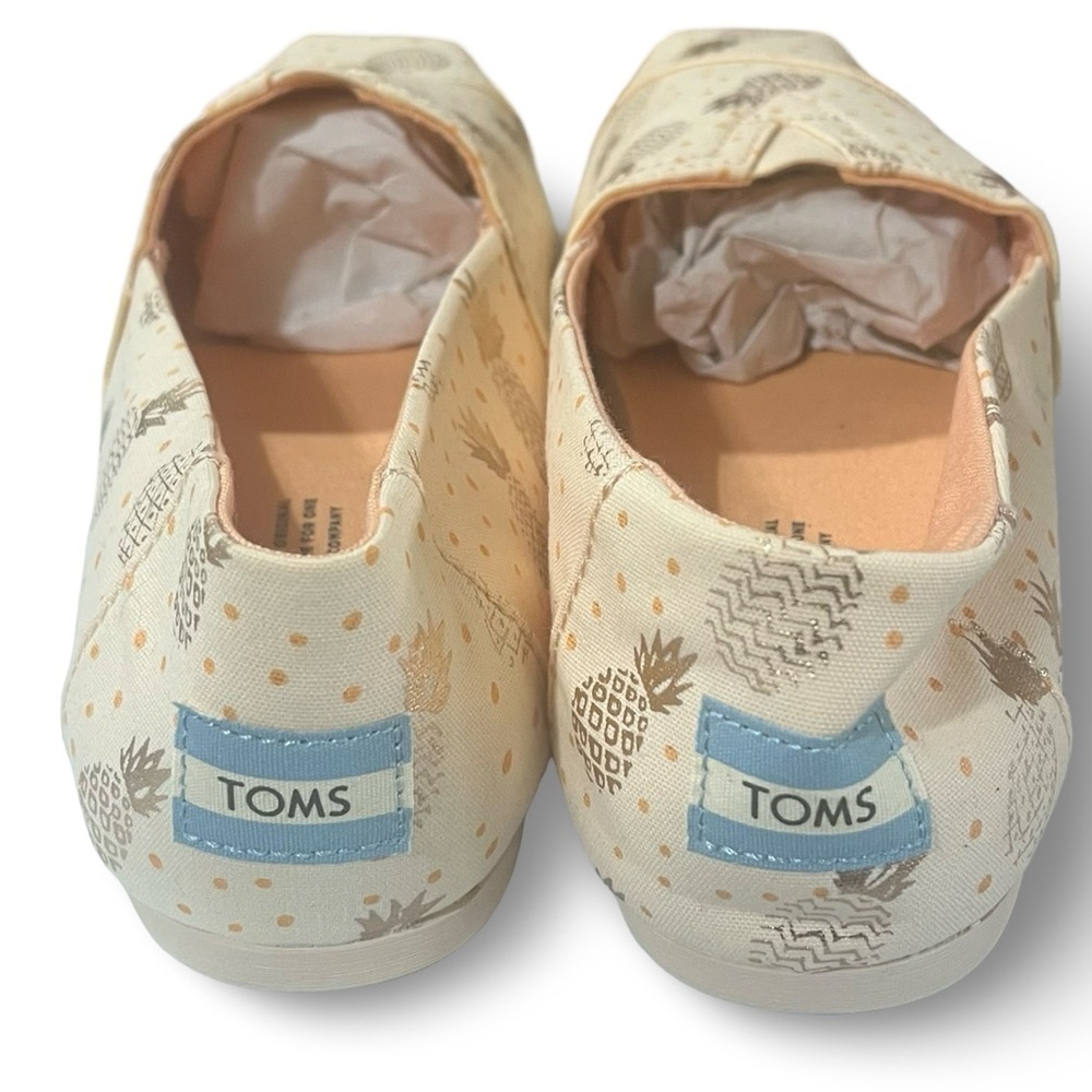 TOMS Women's Alpargata Slip-On Metallic Pineapple Print Flats - Picture 3 of 7